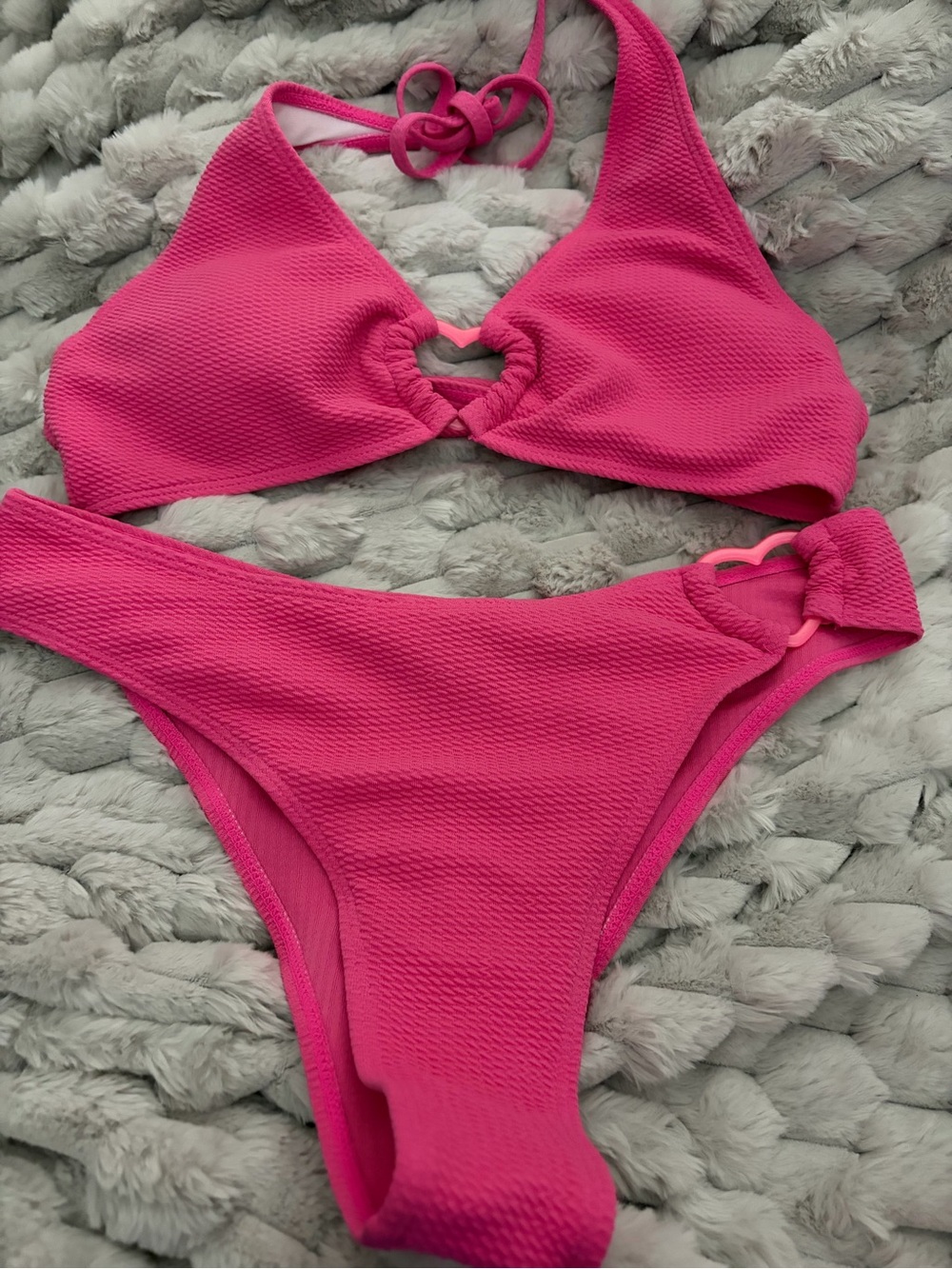 Women’s Hot Pink Textured Bikini Set - Sz Med
